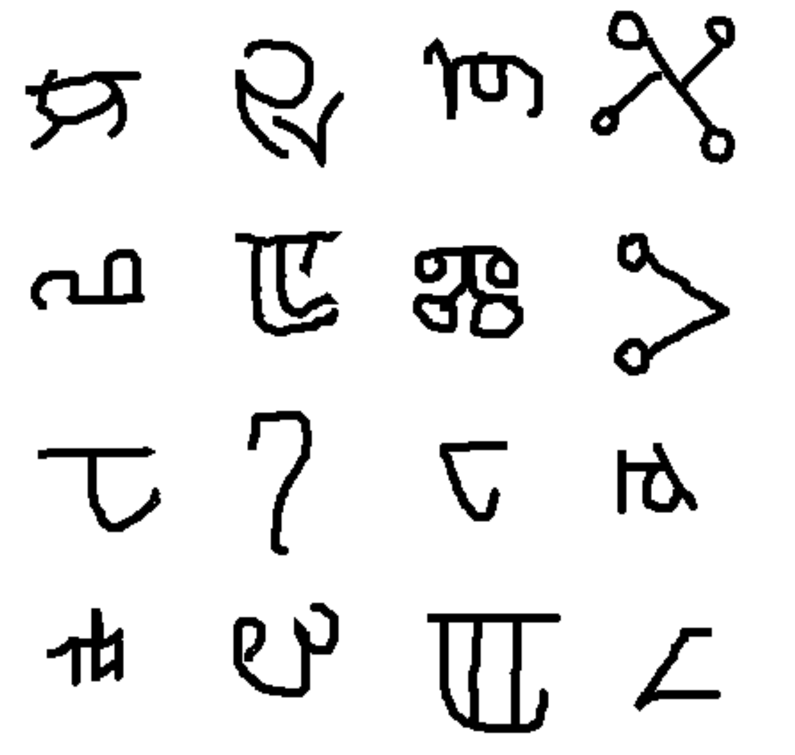 Sample from the twenty-alphabet set used to train the target model (originally: 'evaluation set')